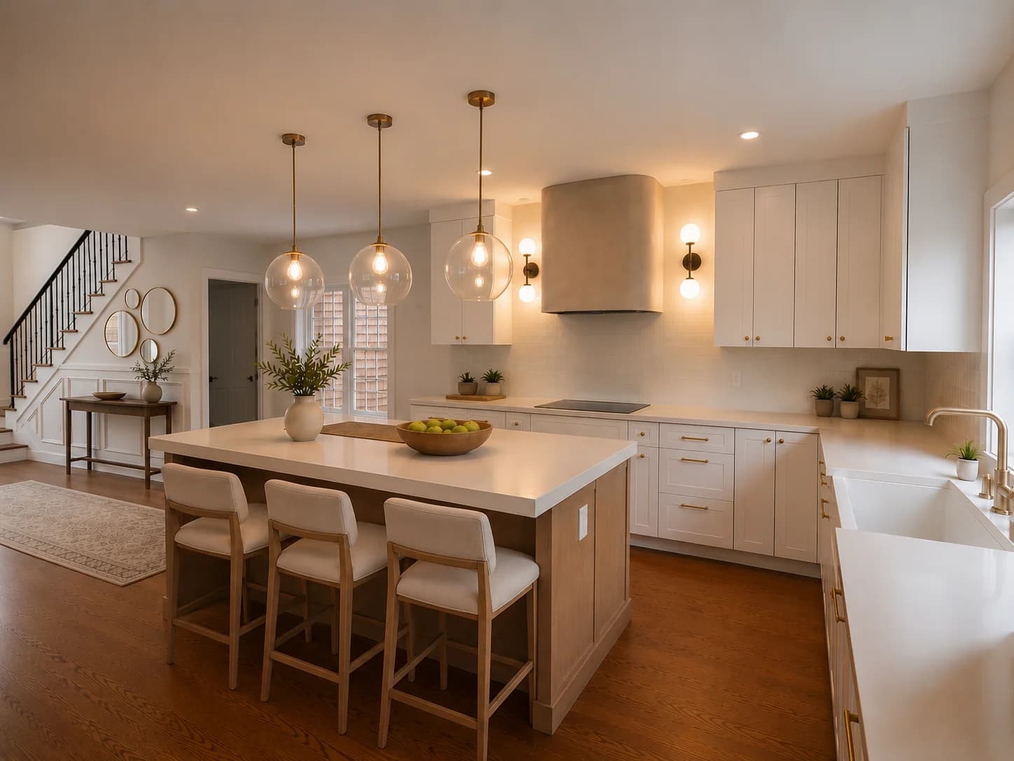 Open kitchen and dining area