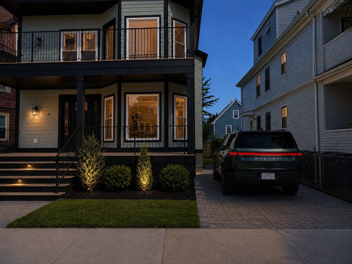 Front porch at dusk